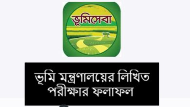 ভূমি মন্ত্রণালয়ের লিখিত পরীক্ষার ফলাফল