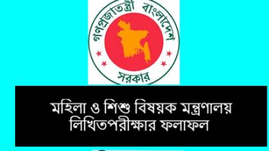 মহিলা ও শিশু বিষয়ক মন্ত্রণালয় লিখিত পরীক্ষার ফলাফল