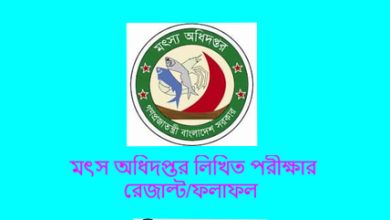 মৎস অধিদপ্তর লিখিত পরীক্ষার রেজাল্ট/ফলাফল ২০২৩