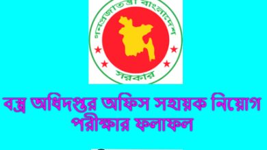 বস্ত্র অধিদপ্তর অফিস সহায়ক নিয়োগ পরীক্ষার ফলাফল