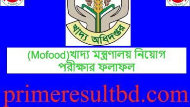 (Mofood) খাদ্য মন্ত্রণালয় নিয়োগ পরীক্ষার ফলাফল ২০২৪